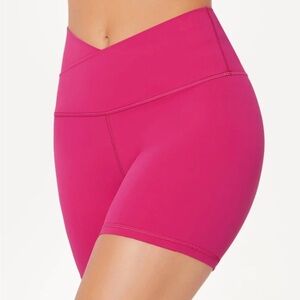 Glowmode featherfit crossover cutie biker gym shorts small hot pink